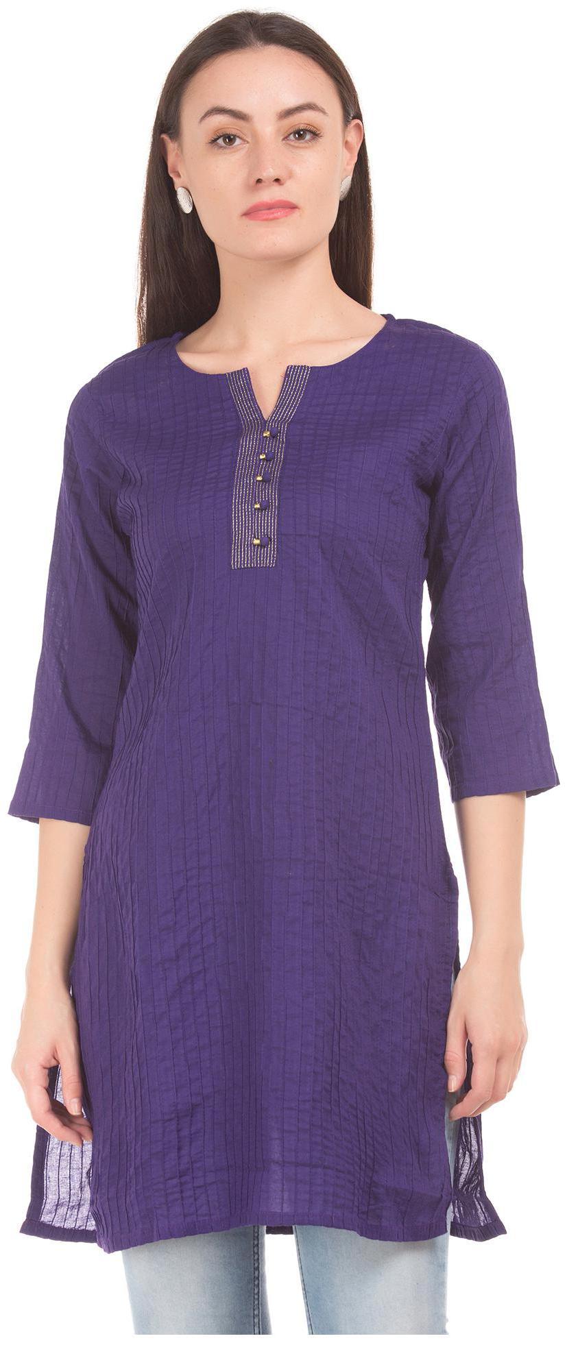 

Karigari Women Purple Solid Straight Kurta