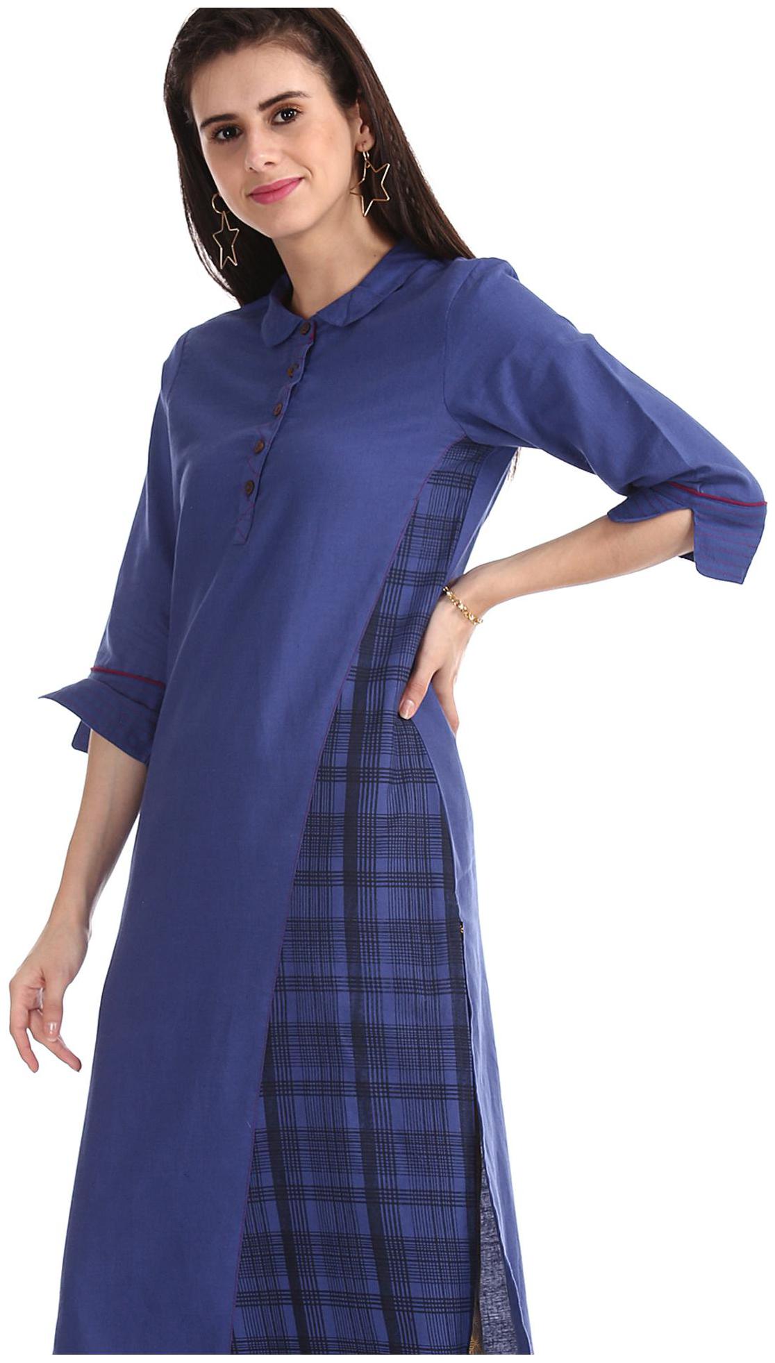 

Karigari Women Blue Printed Straight Kurta