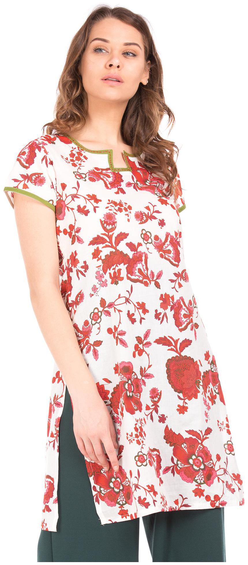 

Karigari Women White Printed Straight Kurta