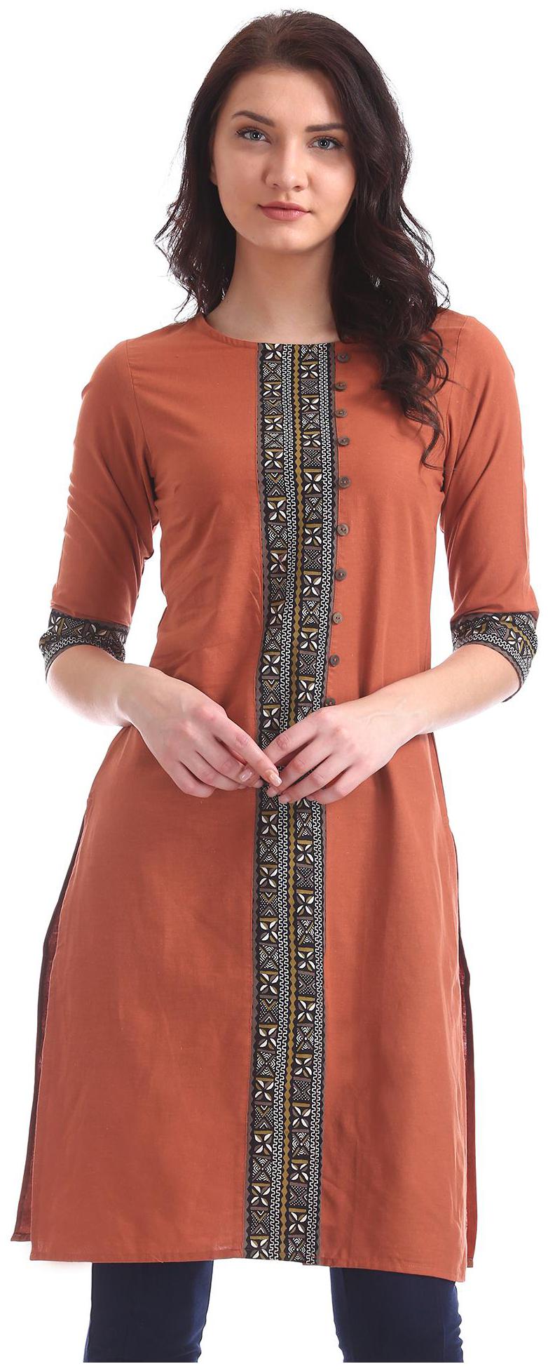 

Karigari Women Brown Printed Straight Kurta