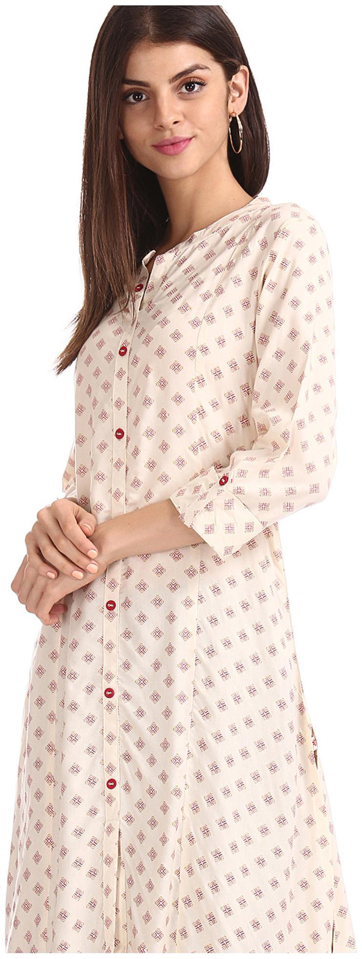

Karigari Women White Printed Straight Kurta