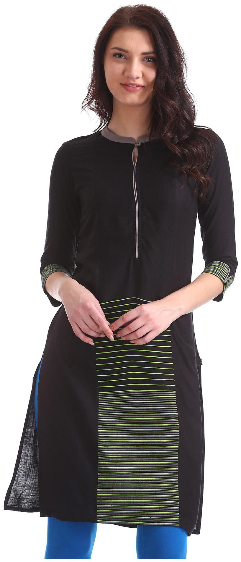 

Karigari Women Black Printed Straight Kurta