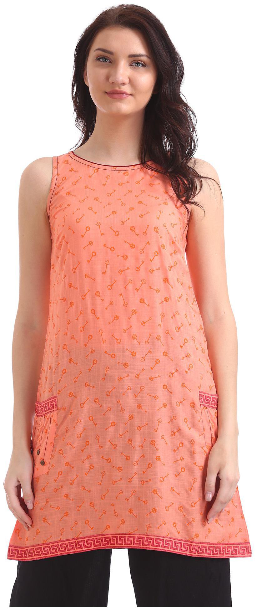 

Karigari Women Pink Printed Straight Kurta