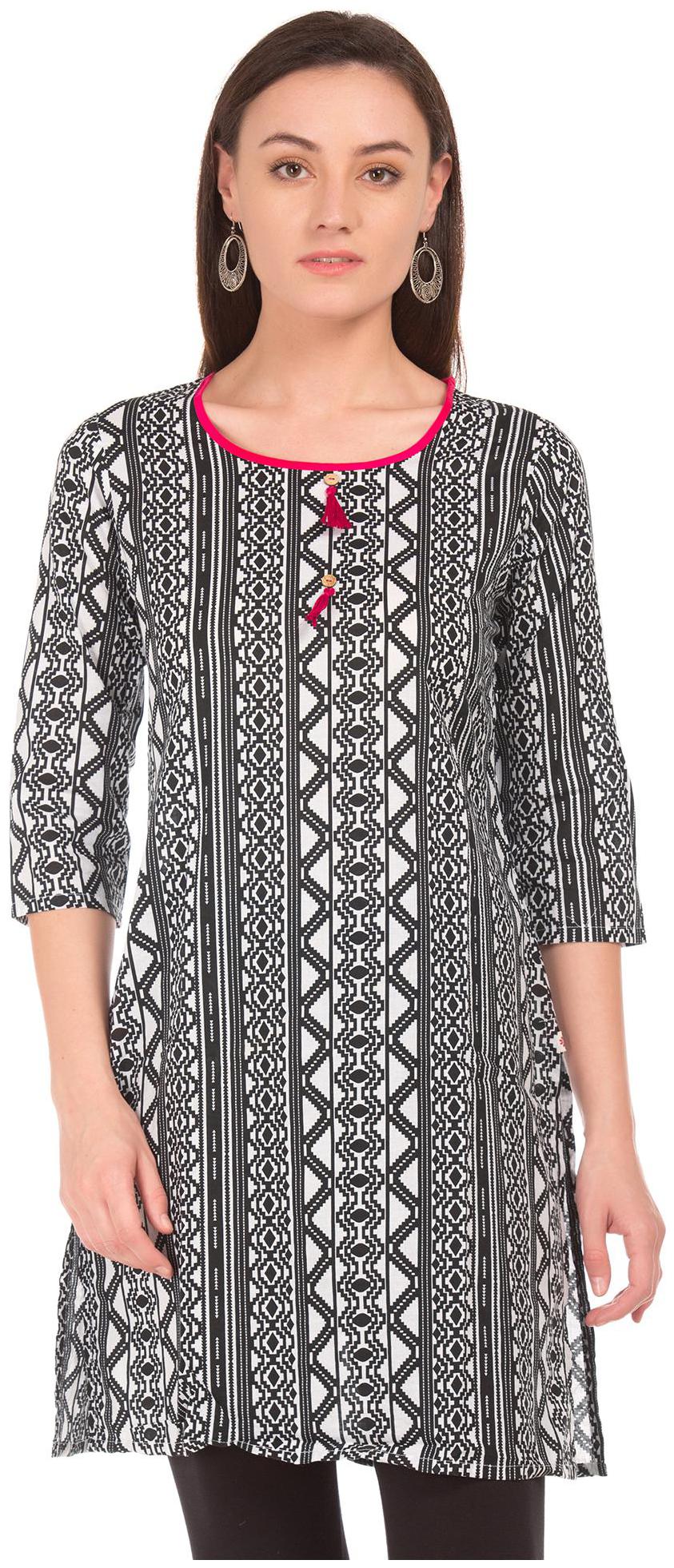 

Karigari Women Black Printed Straight Kurta