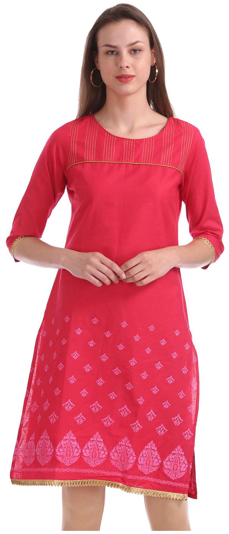 

Karigari Women Pink Printed Straight Kurta