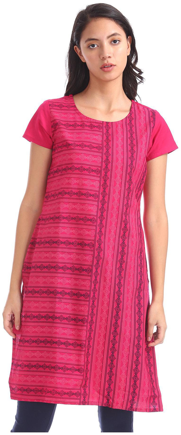 

Karigari Women Pink Printed Straight Kurta