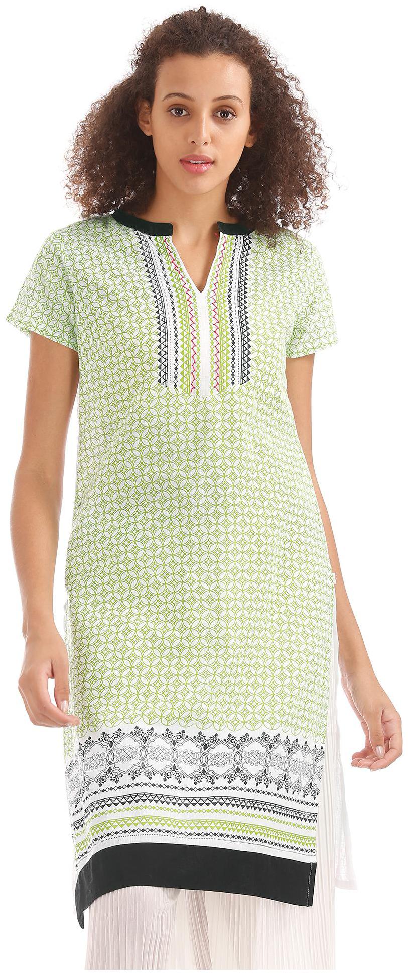 

Karigari Women White Printed Straight Kurta