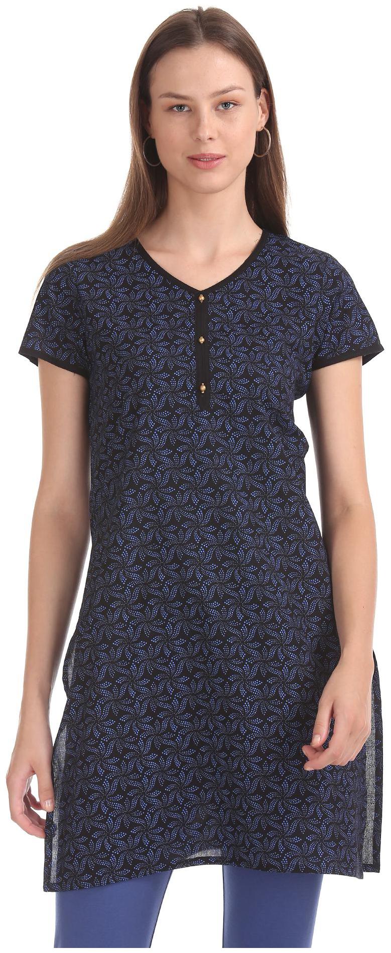 

Karigari Women Black Printed Straight Kurta