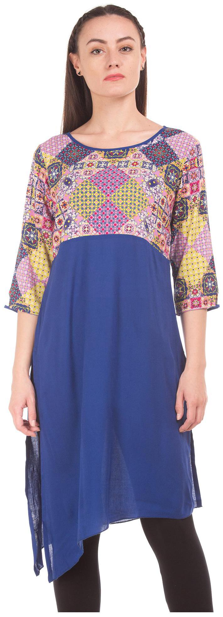 

Karigari Women Blue Printed Straight Kurta