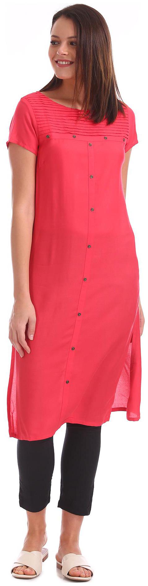 

Karigari Women Pink Solid Straight Kurta