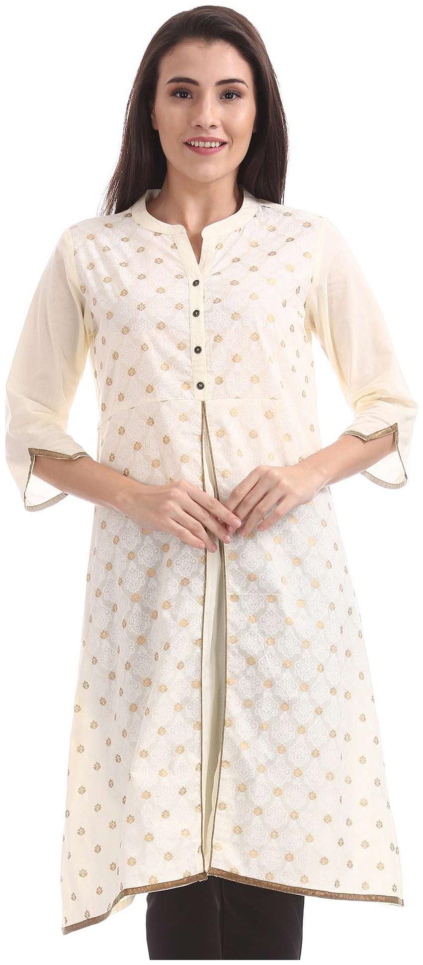 

Karigari Women White Printed Straight Kurta