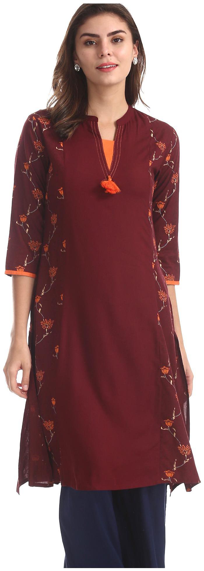 

Karigari Women Red Printed Straight Kurta