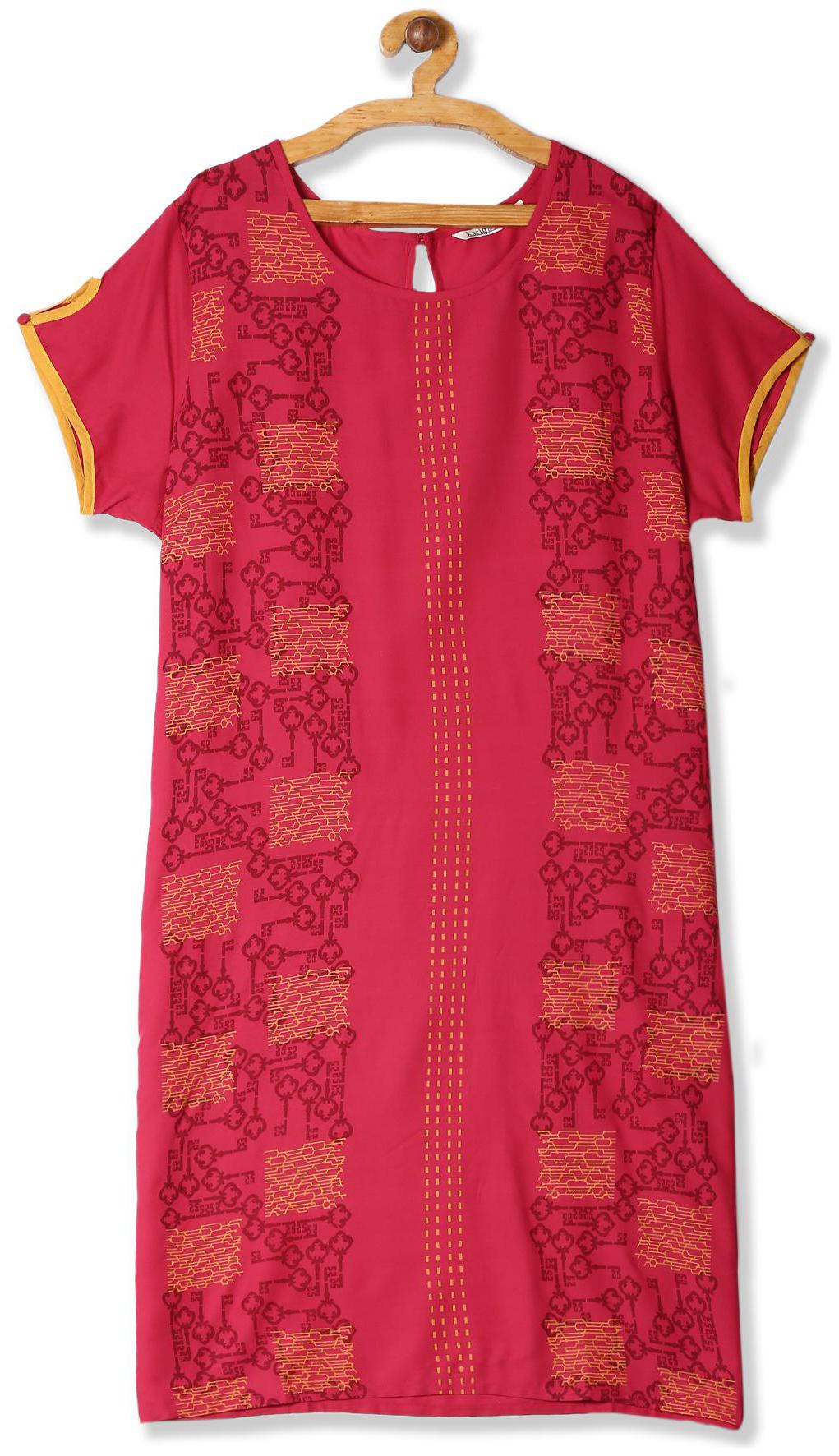

Karigari Women Pink Printed Straight Kurta