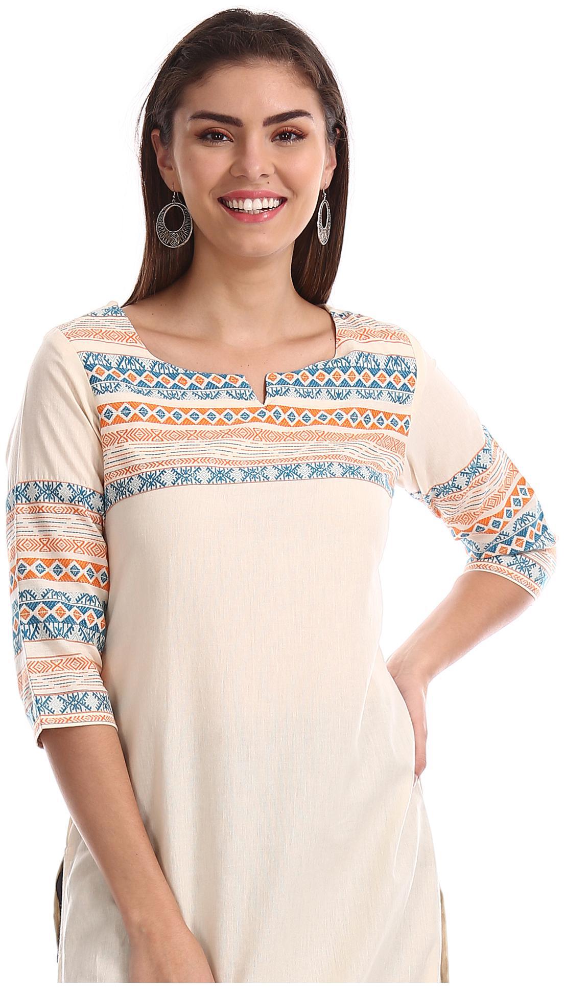 

Karigari Women White Printed Straight Kurta