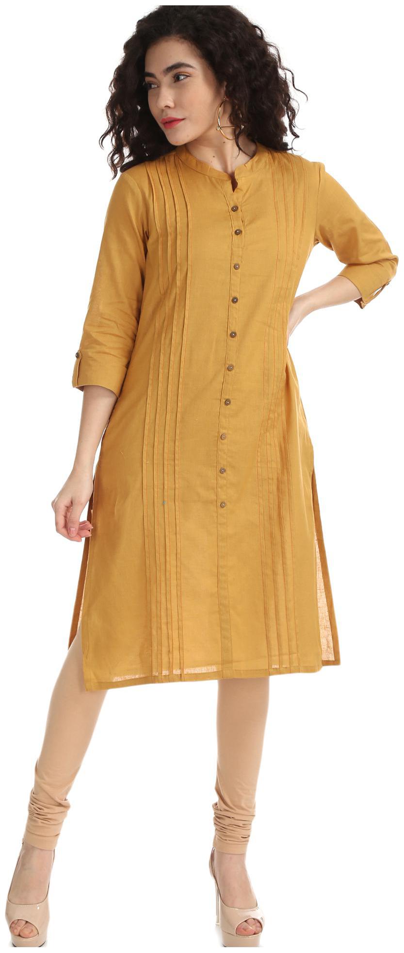 

Karigari Women Yellow Solid Straight Kurta