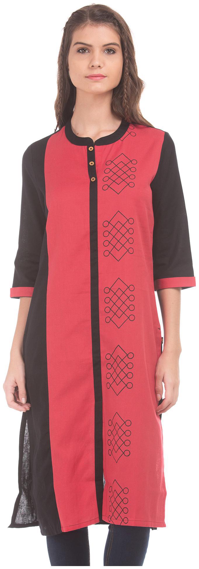 

Karigari Women Black Colorblocked Straight Kurta