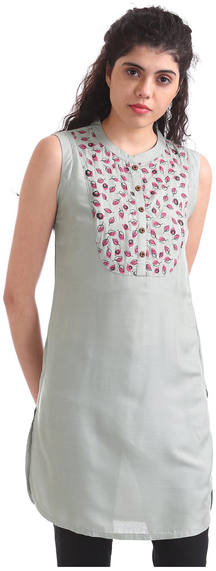

Karigari Women Grey Printed Straight Kurta