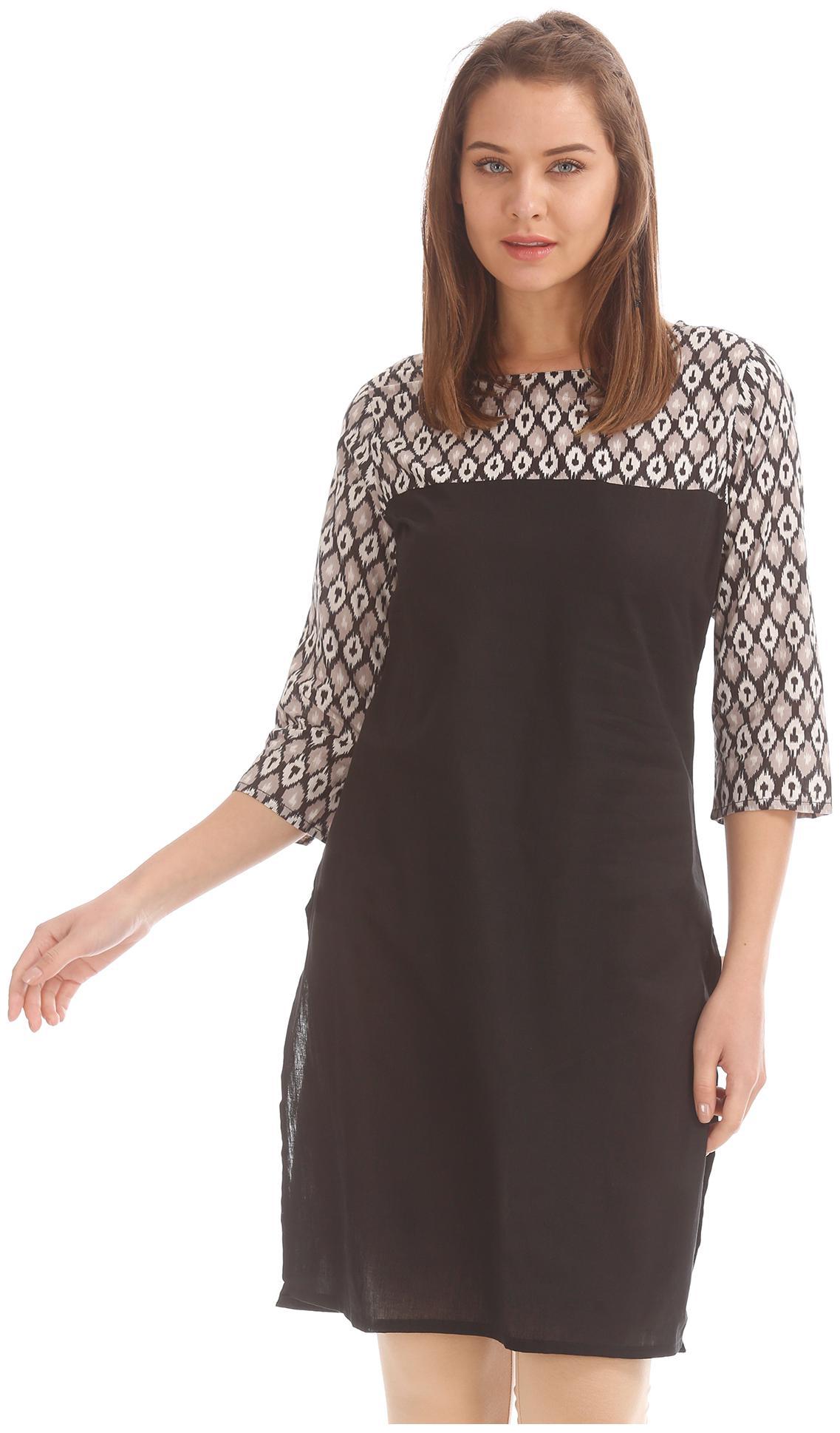 

Karigari Women Black Printed Straight Kurta