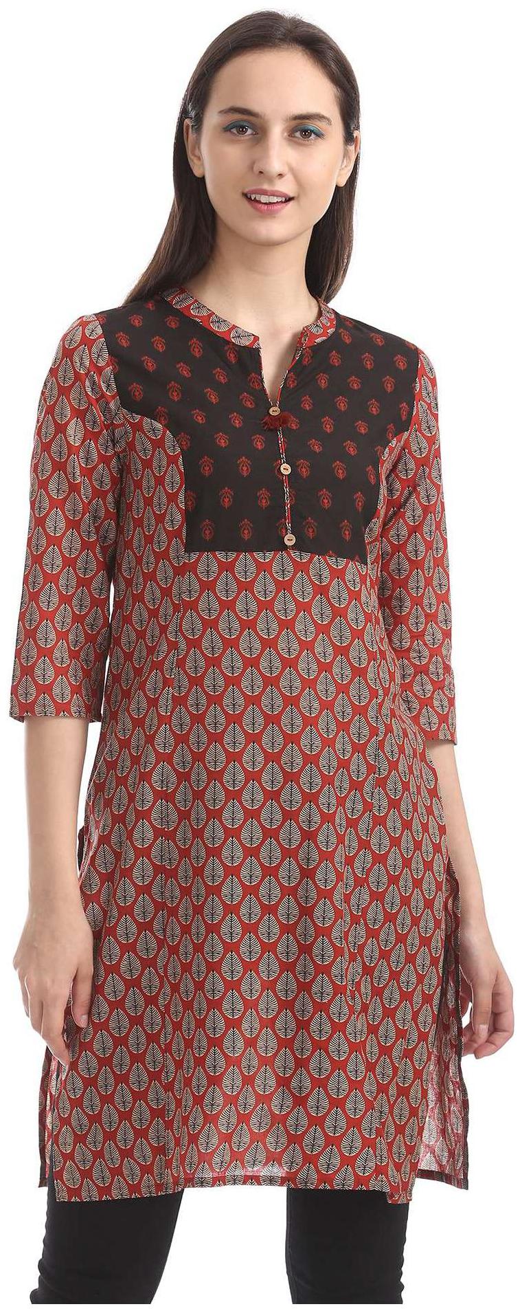 

Karigari Women Brown Printed Straight Kurta