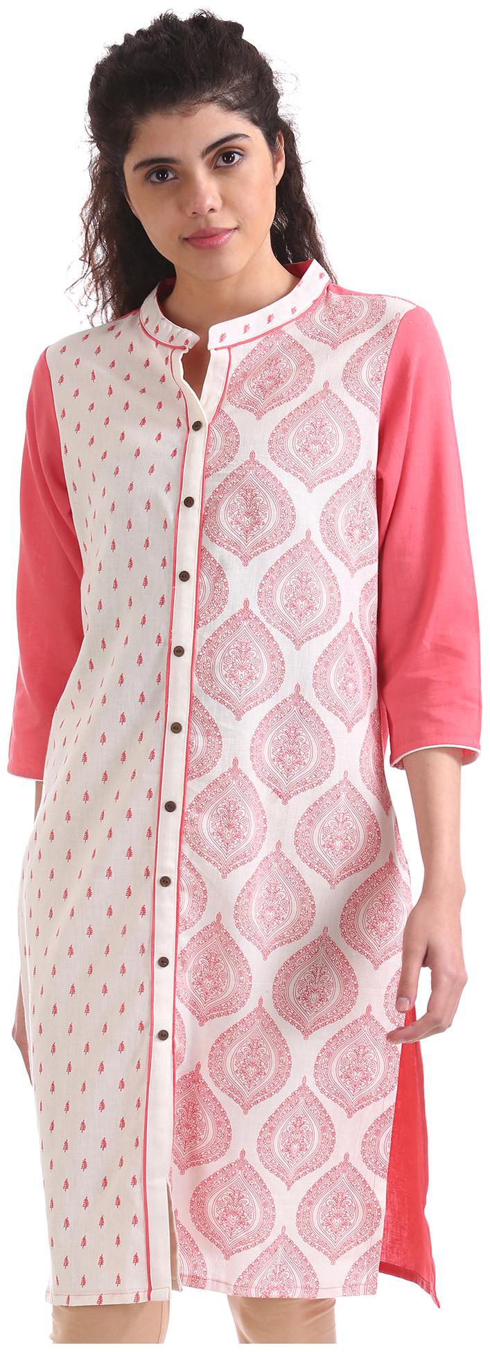 

Karigari Women Pink Printed Straight Kurta
