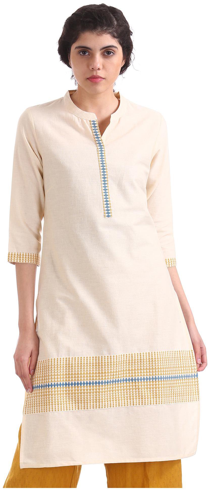

Karigari Women White Printed Straight Kurta