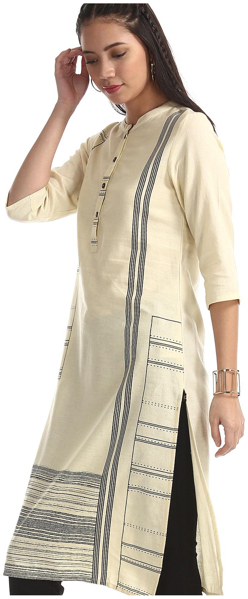 

Karigari Women Beige Printed Straight Kurta
