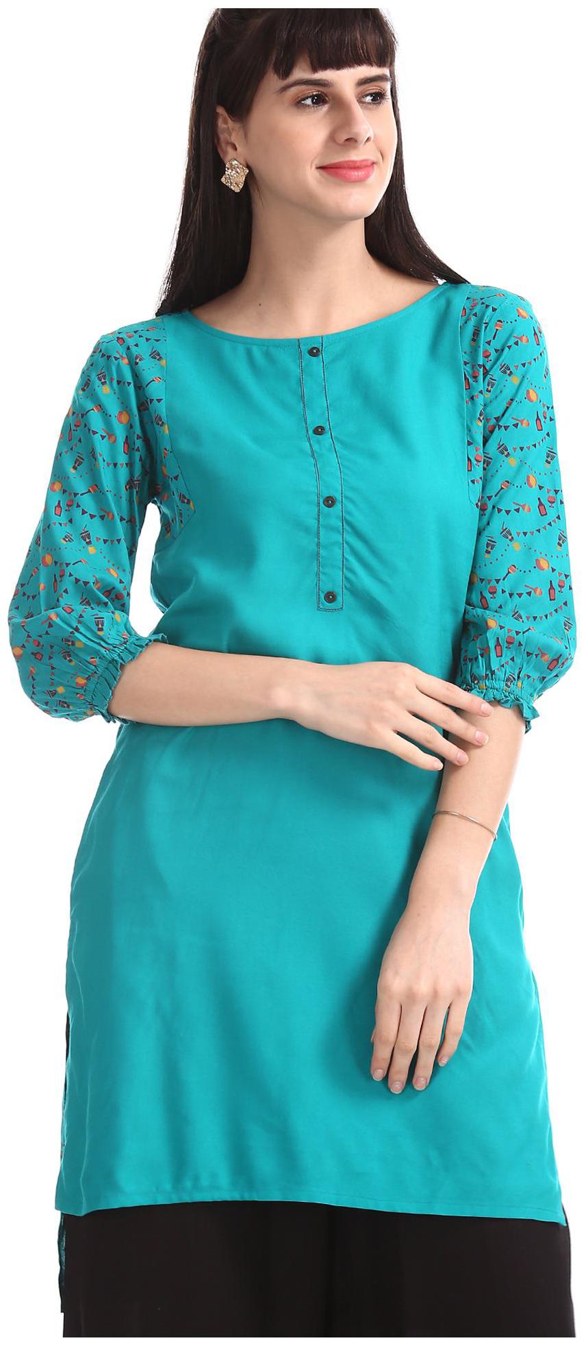 

Karigari Women Green Printed Straight Kurta