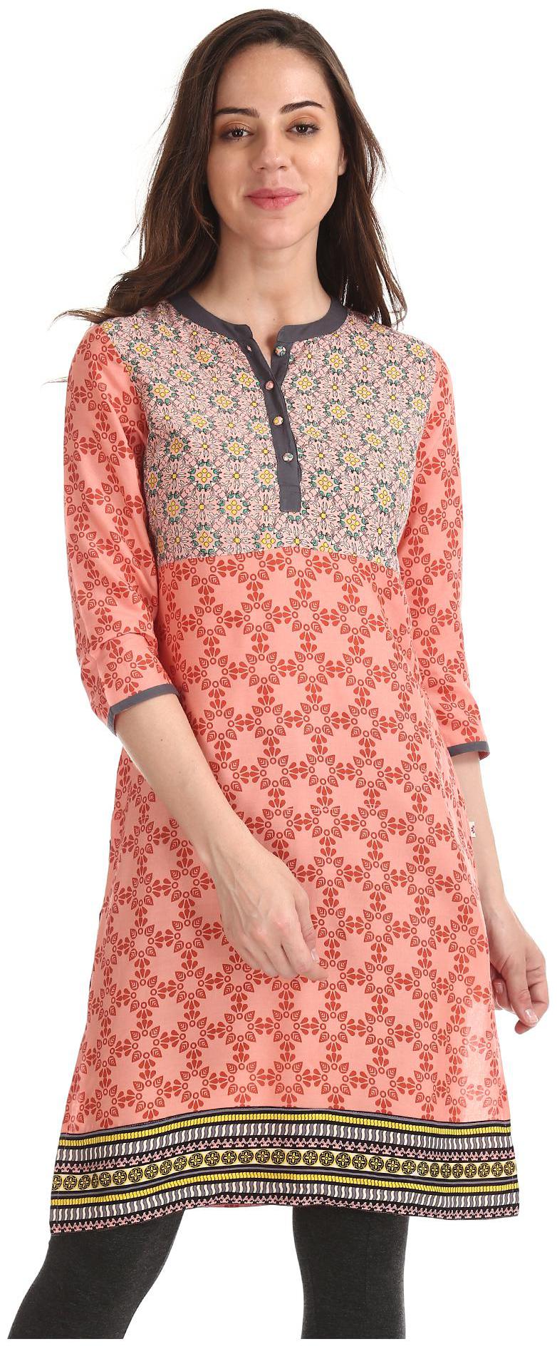 

Karigari Women Pink Printed Straight Kurta