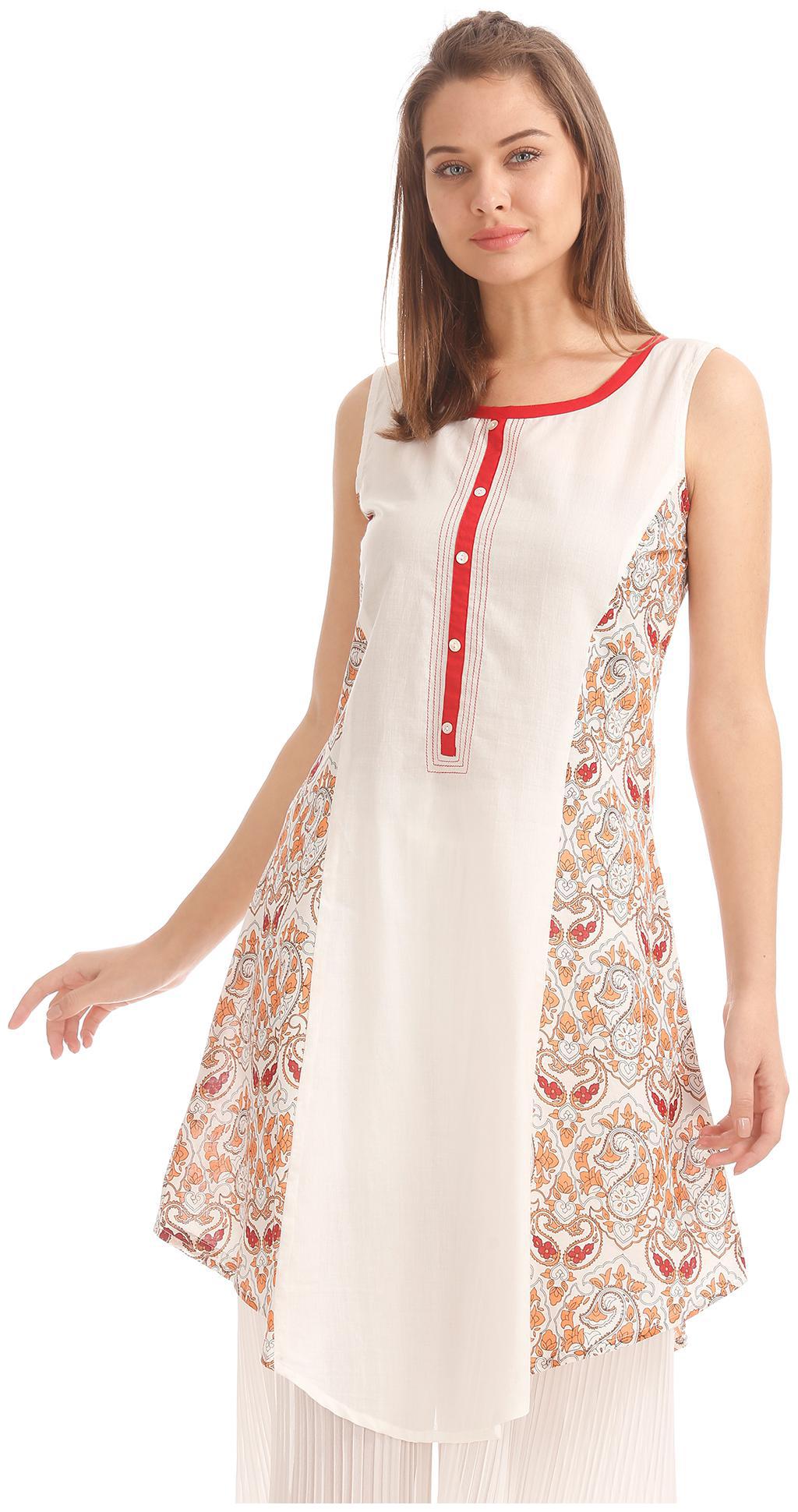 

Karigari Women White Printed Straight Kurta