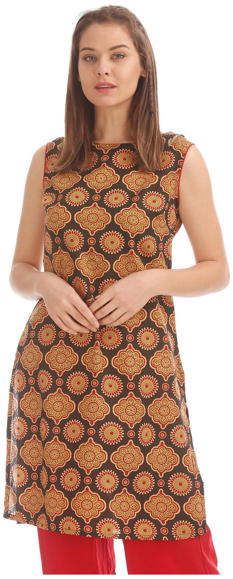 

Karigari Women Black Printed Straight Kurta