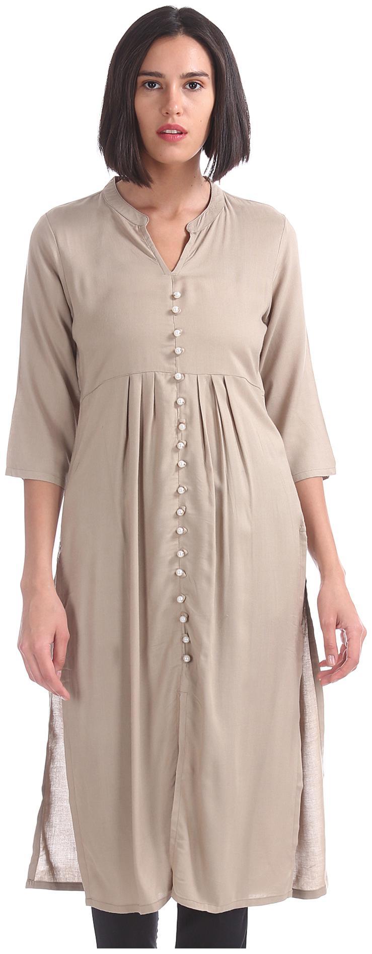 

Karigari Women Brown Solid Straight Kurta