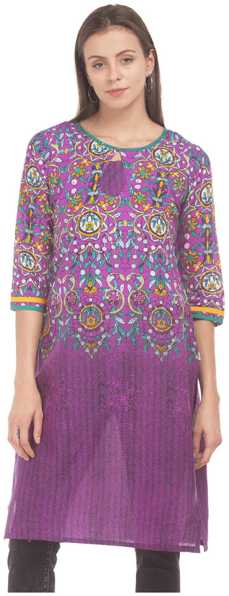 

Karigari Women Purple Printed Straight Kurta