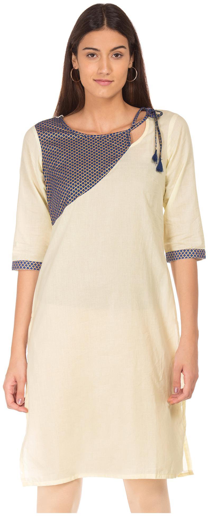 

Karigari Women White Printed Straight Kurta