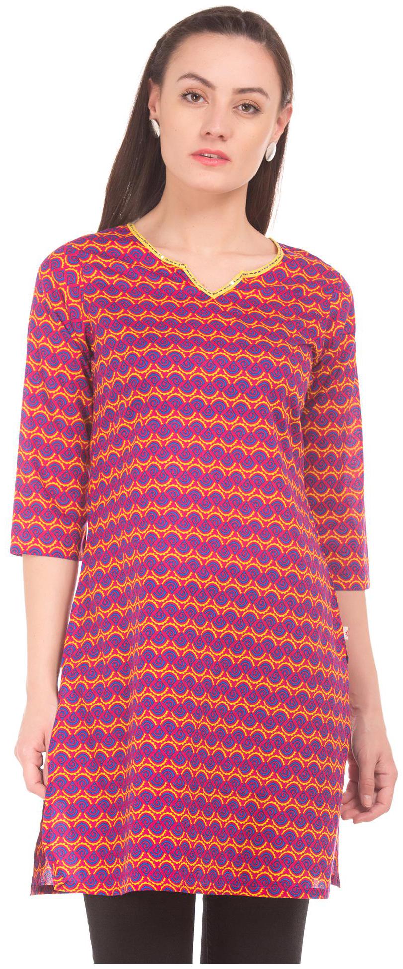 

Karigari Women Pink Printed Straight Kurta
