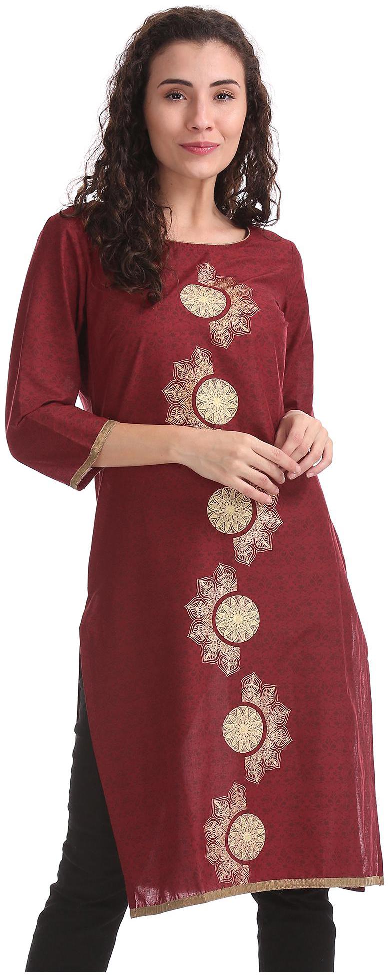 

Karigari Women Red Printed Straight Kurta