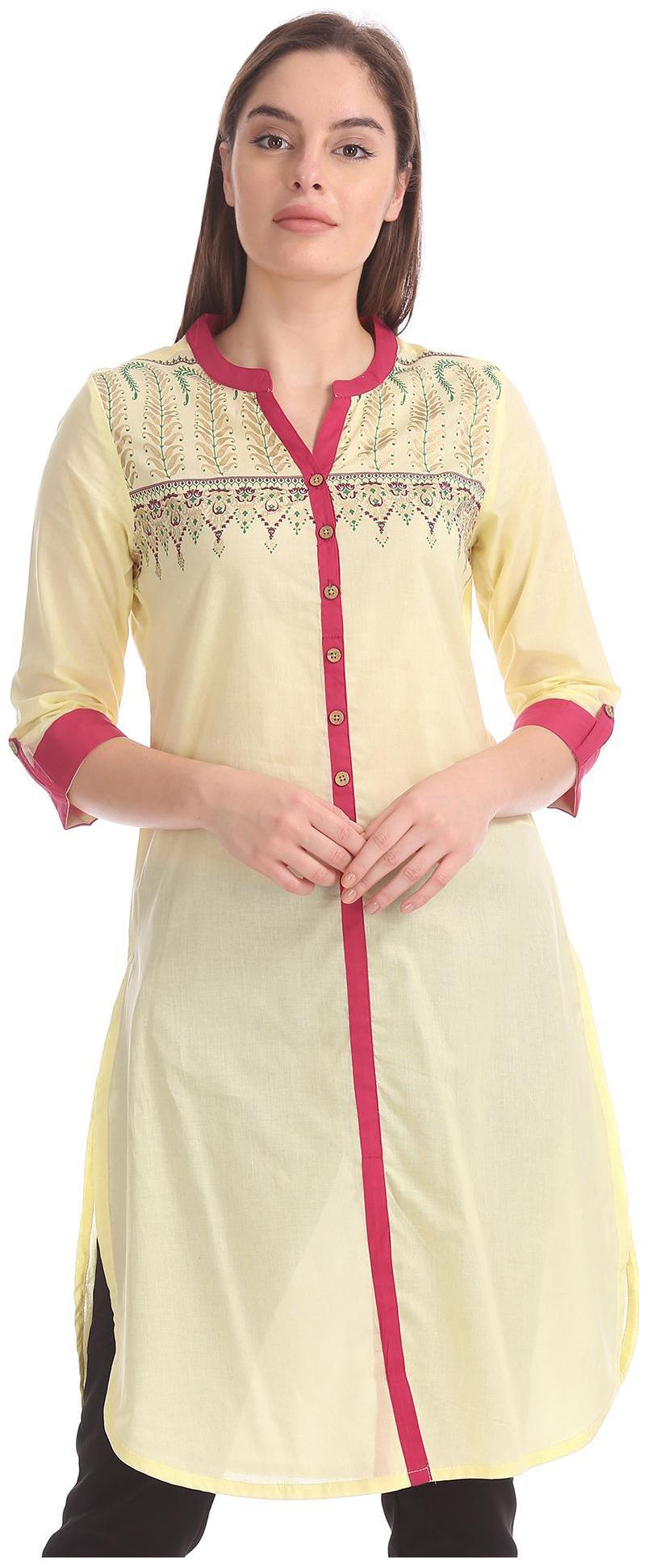 

Karigari Women White Printed Straight Kurta