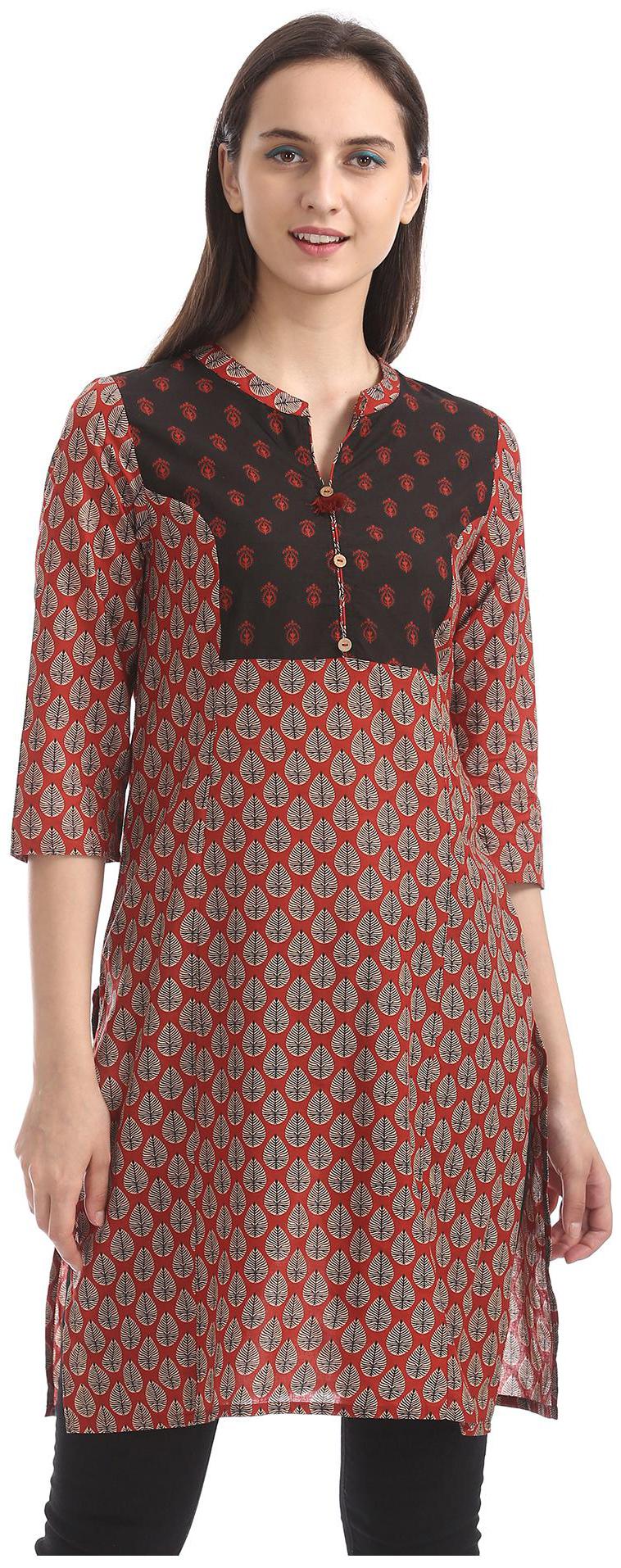 

Karigari Women Brown Printed Straight Kurta
