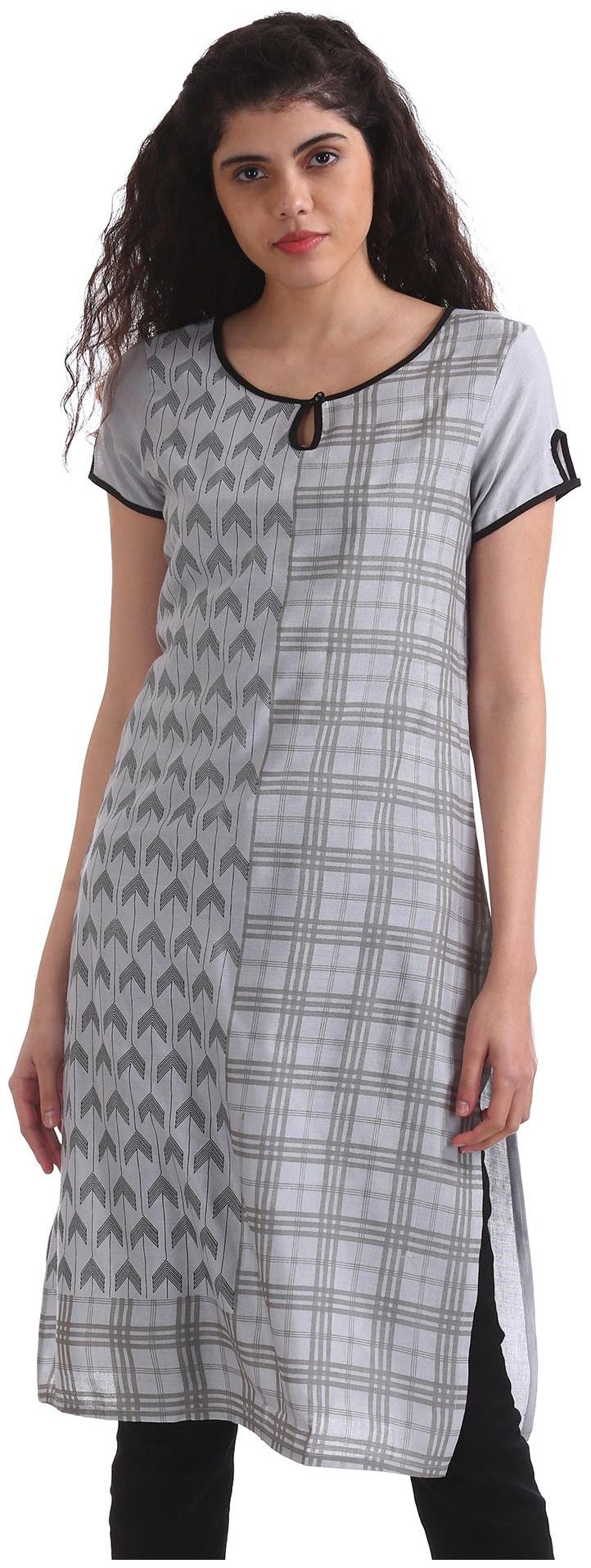 

Karigari Women Grey Printed Straight Kurta