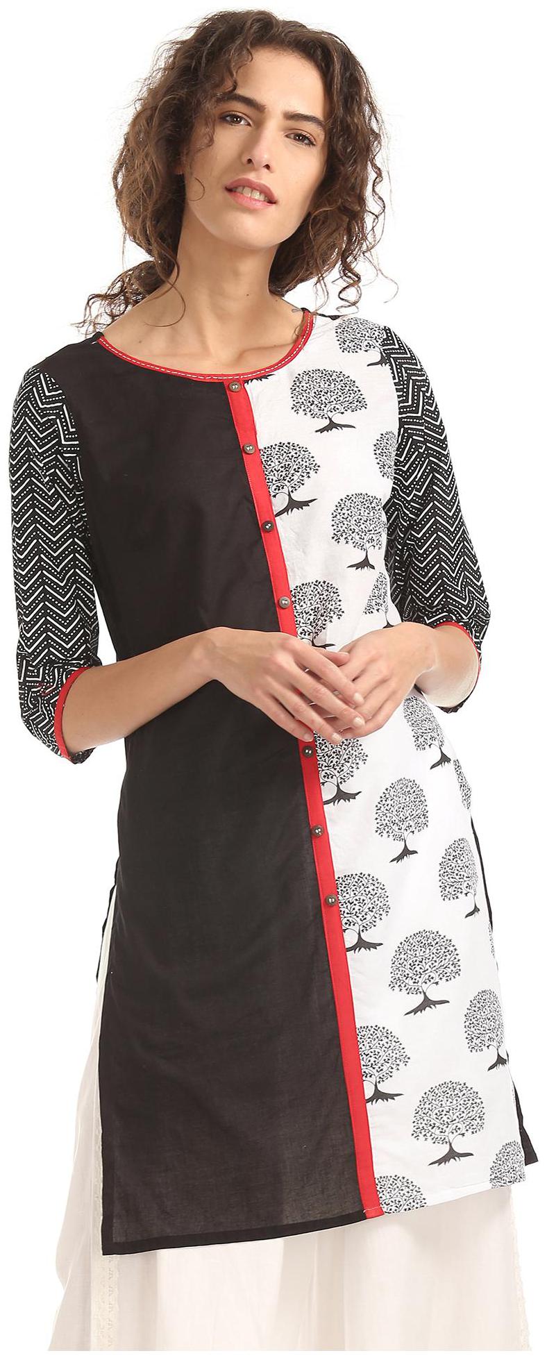 

Karigari Women Black Printed Straight Kurta