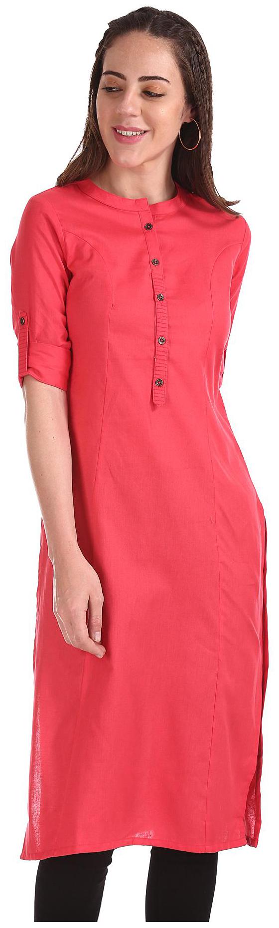 

Karigari Women Pink Solid Straight Kurta