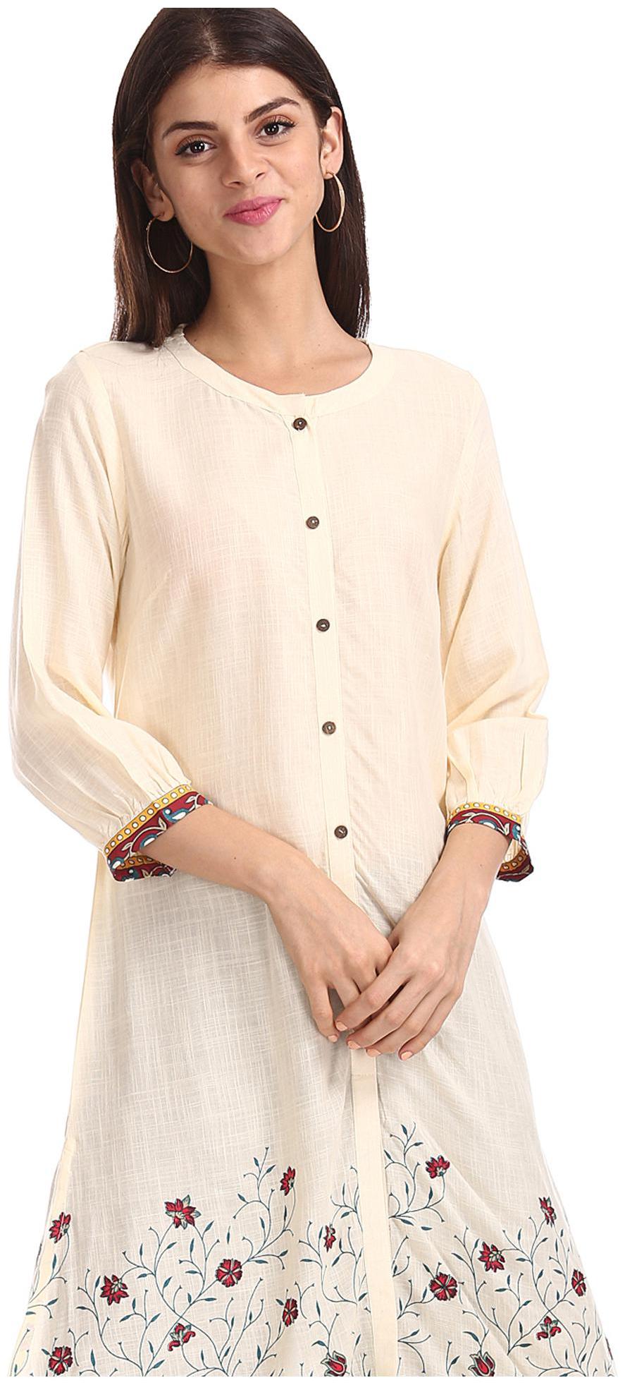 

Karigari Women White Printed Straight Kurta