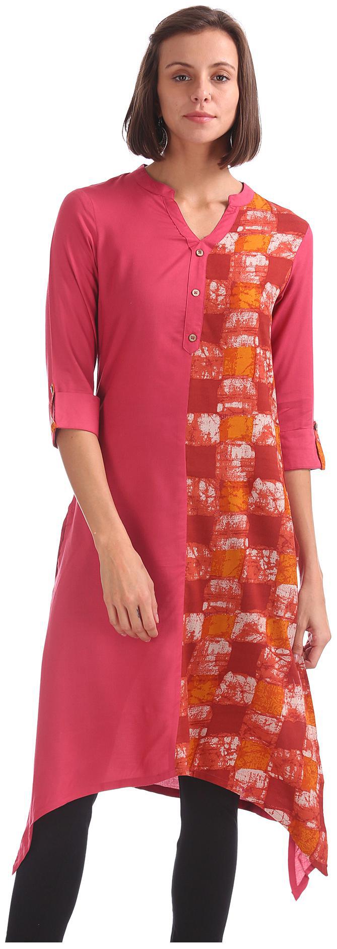 

Karigari Women Pink Printed Straight Kurta