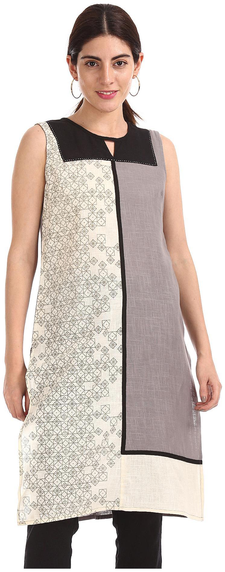 

Karigari Women Grey Printed Straight Kurta