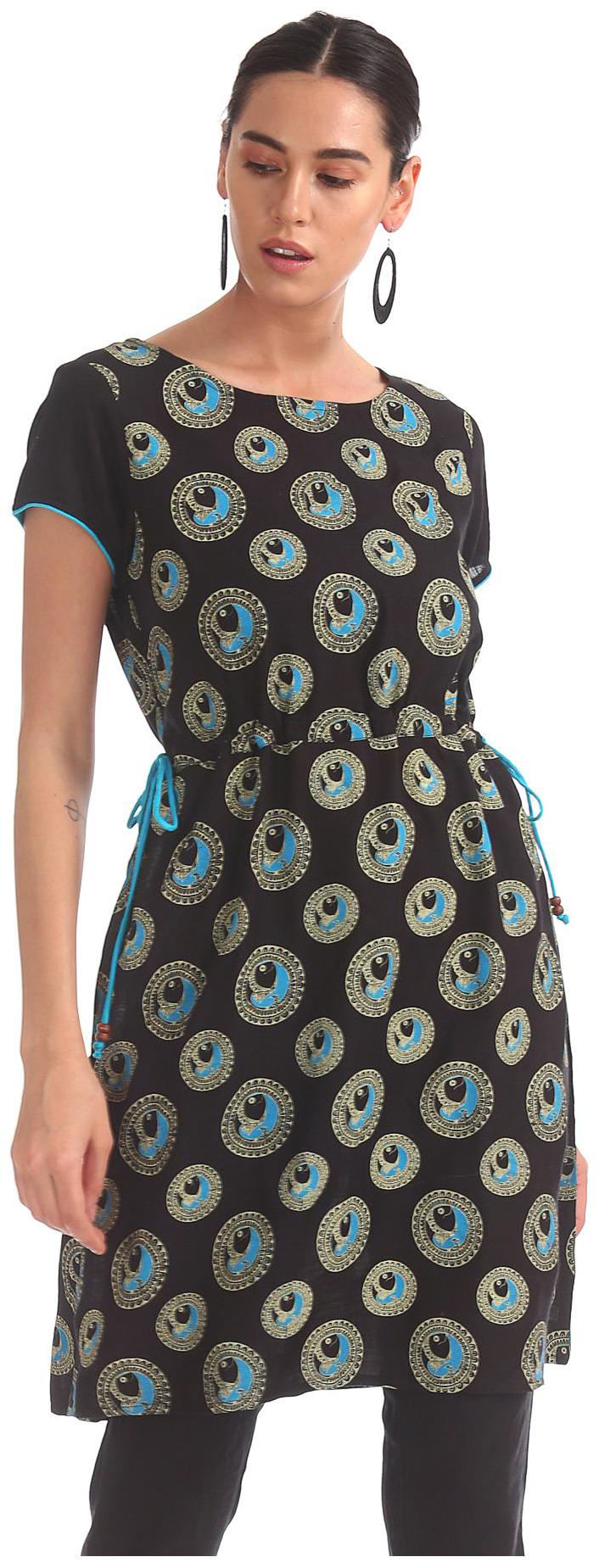 

Karigari Women Black Printed Straight Kurta
