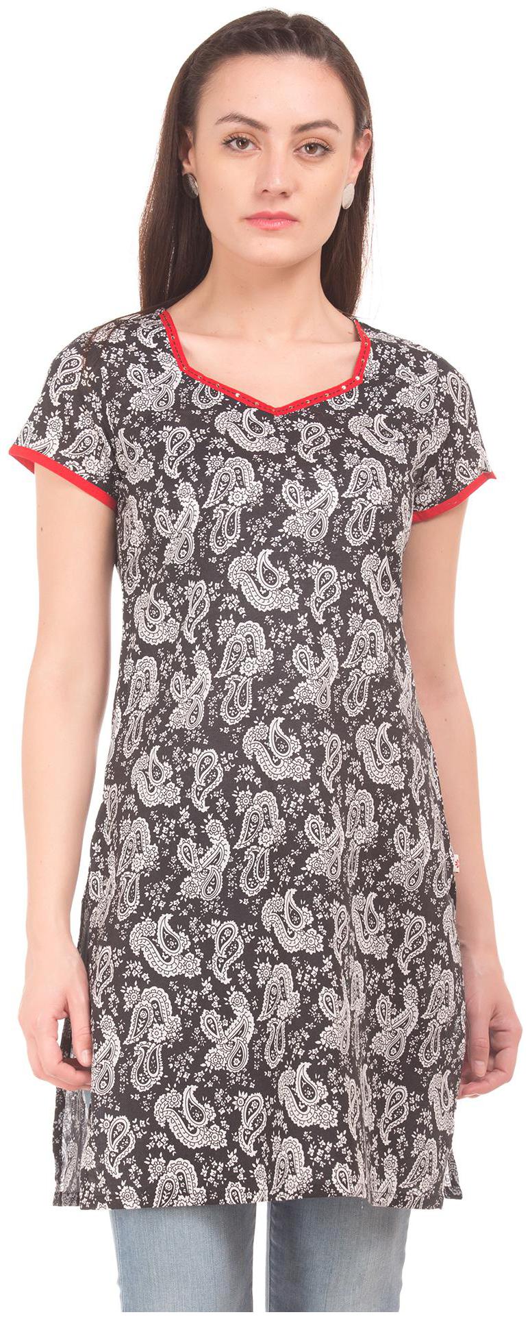 

Karigari Women Black Printed Straight Kurta