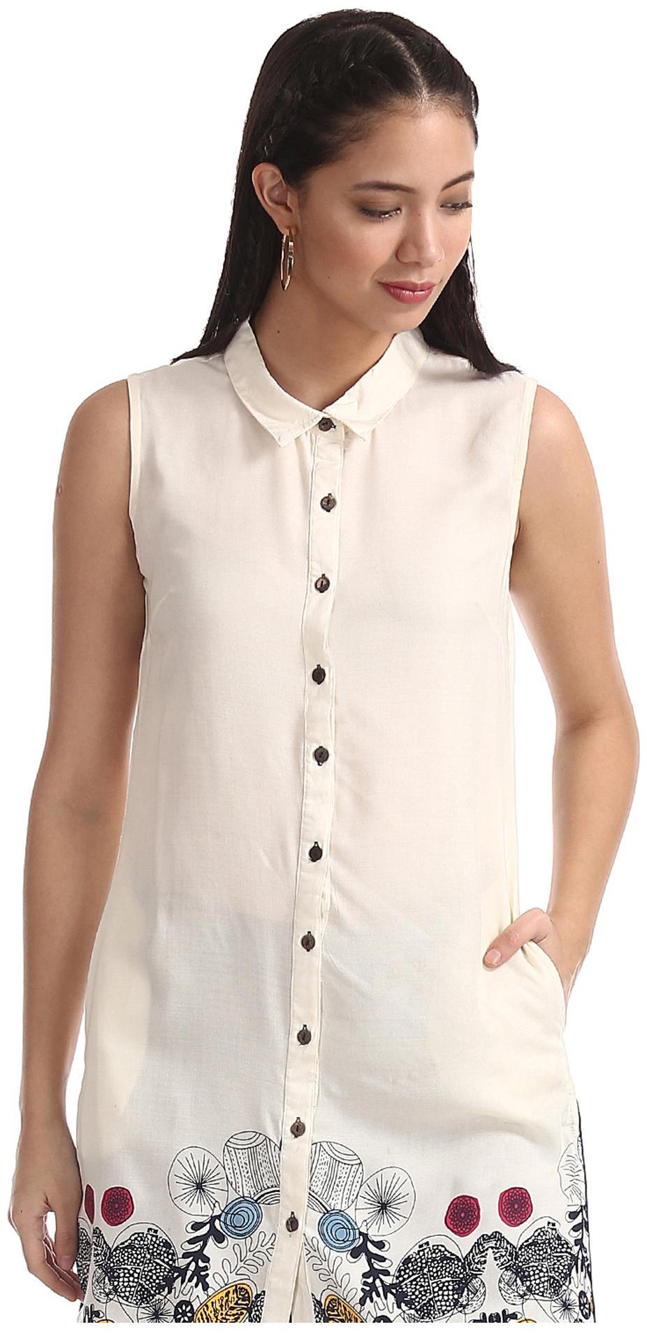 

Karigari Women White Printed Straight Kurta