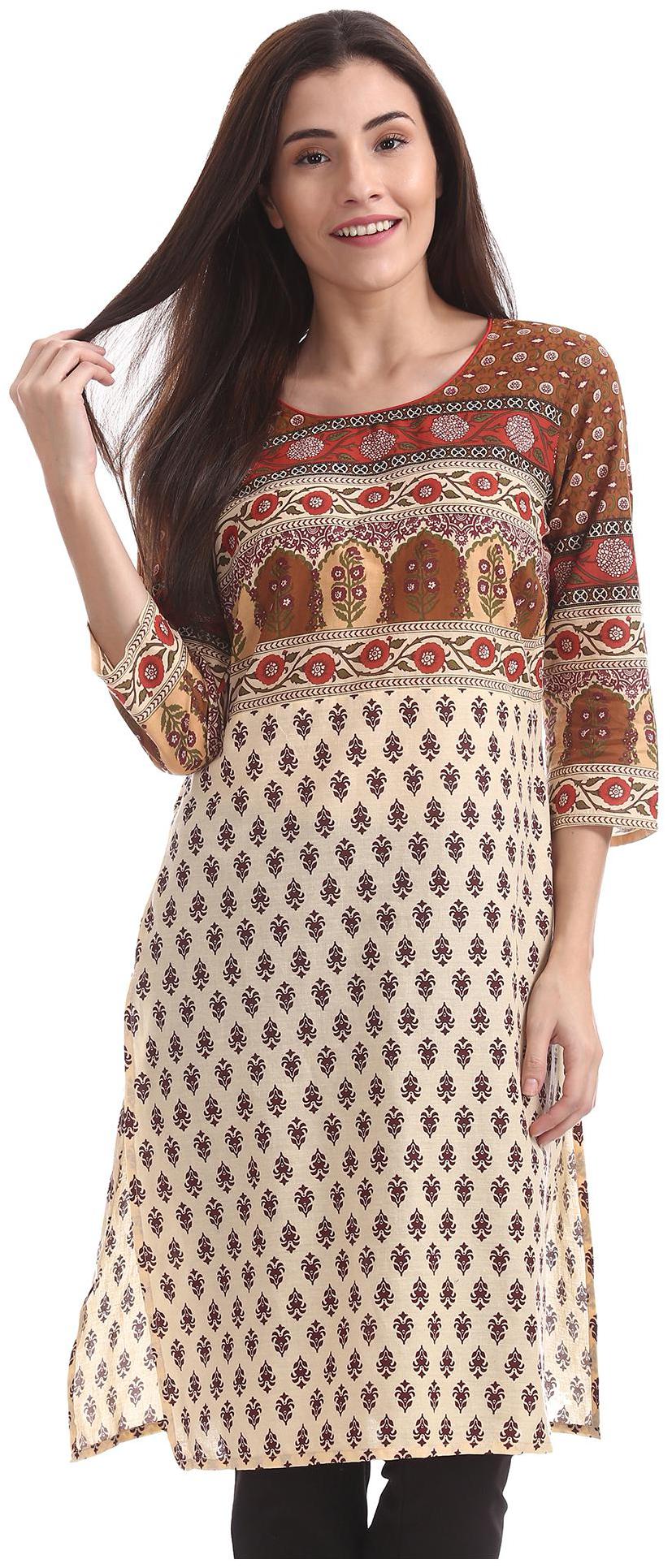 

Karigari Women White Printed Straight Kurta