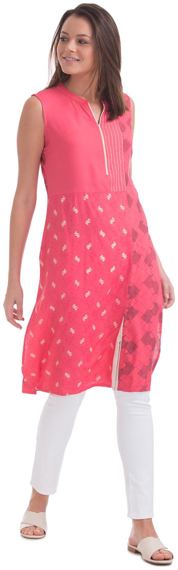 

Karigari Women Pink Printed Straight Kurta