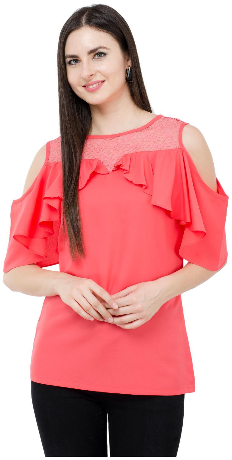 

KARMIC VISION Women Solid Regular top - Red