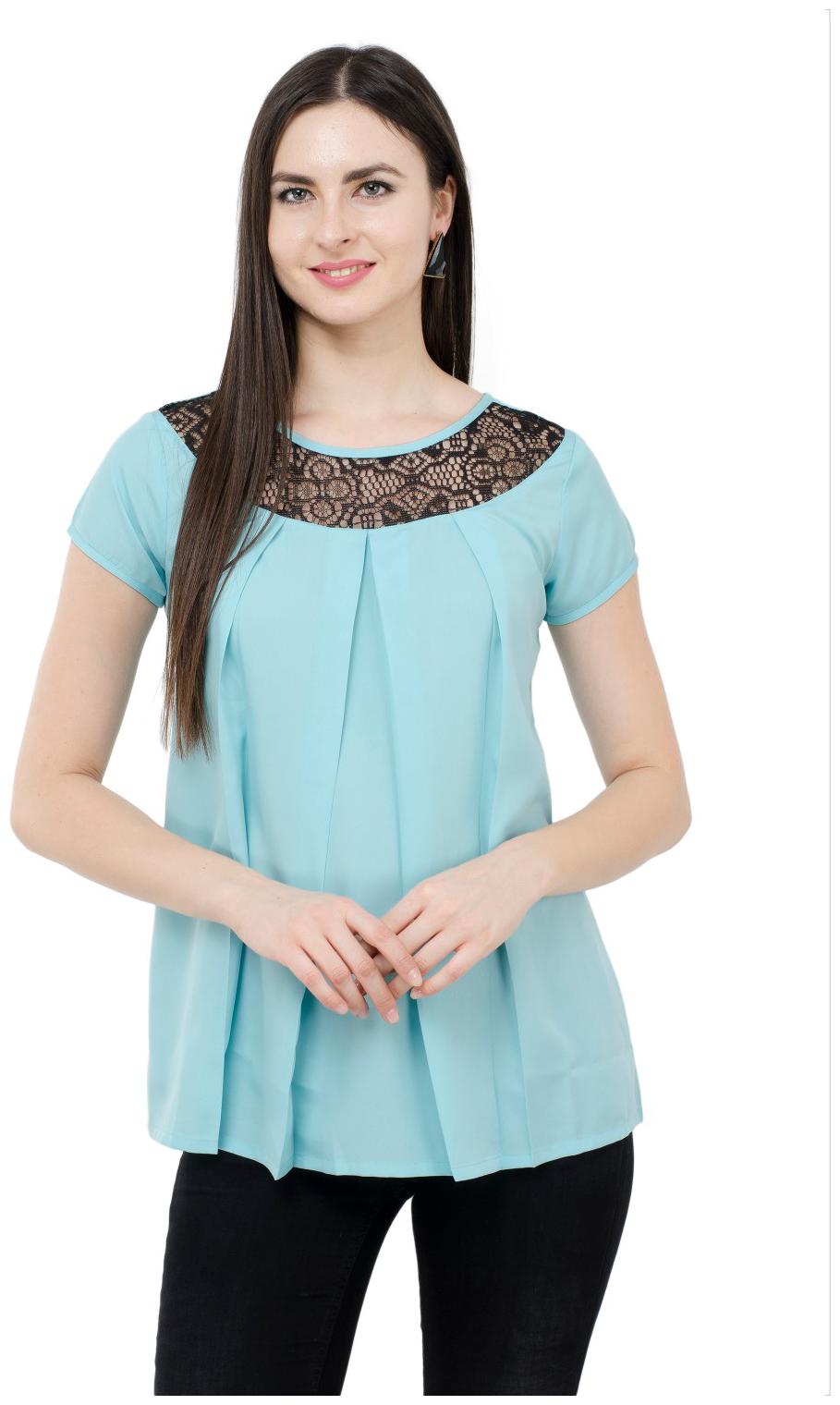 

KARMIC VISION Women Solid Regular top - Blue